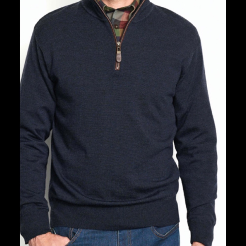 Orvis black wool zipneck sweater large
